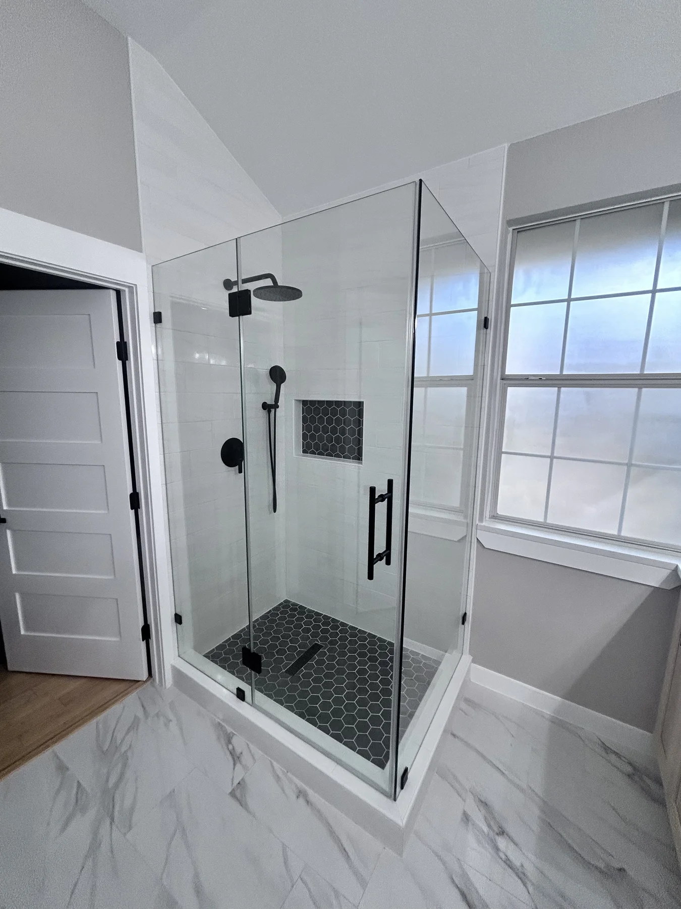 Real custom walk-in shower tile installation in Austin, Texas